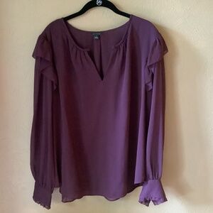 Ann Taylor Ruffle Shoulder Blouse